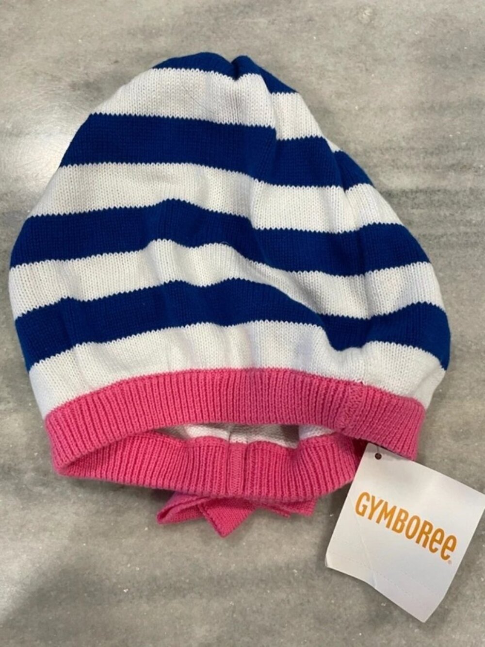 Gymboree Girls Blue White Striped Knit Hat L NWT